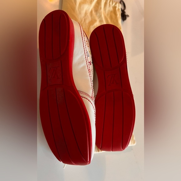 Louis Vuitton White and Red Monogram Sneakers - Picture 12 of 13